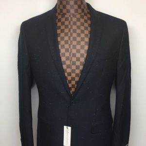 LABORATORY-Dark Navy Blue Slim 2 Button Blazer 40R